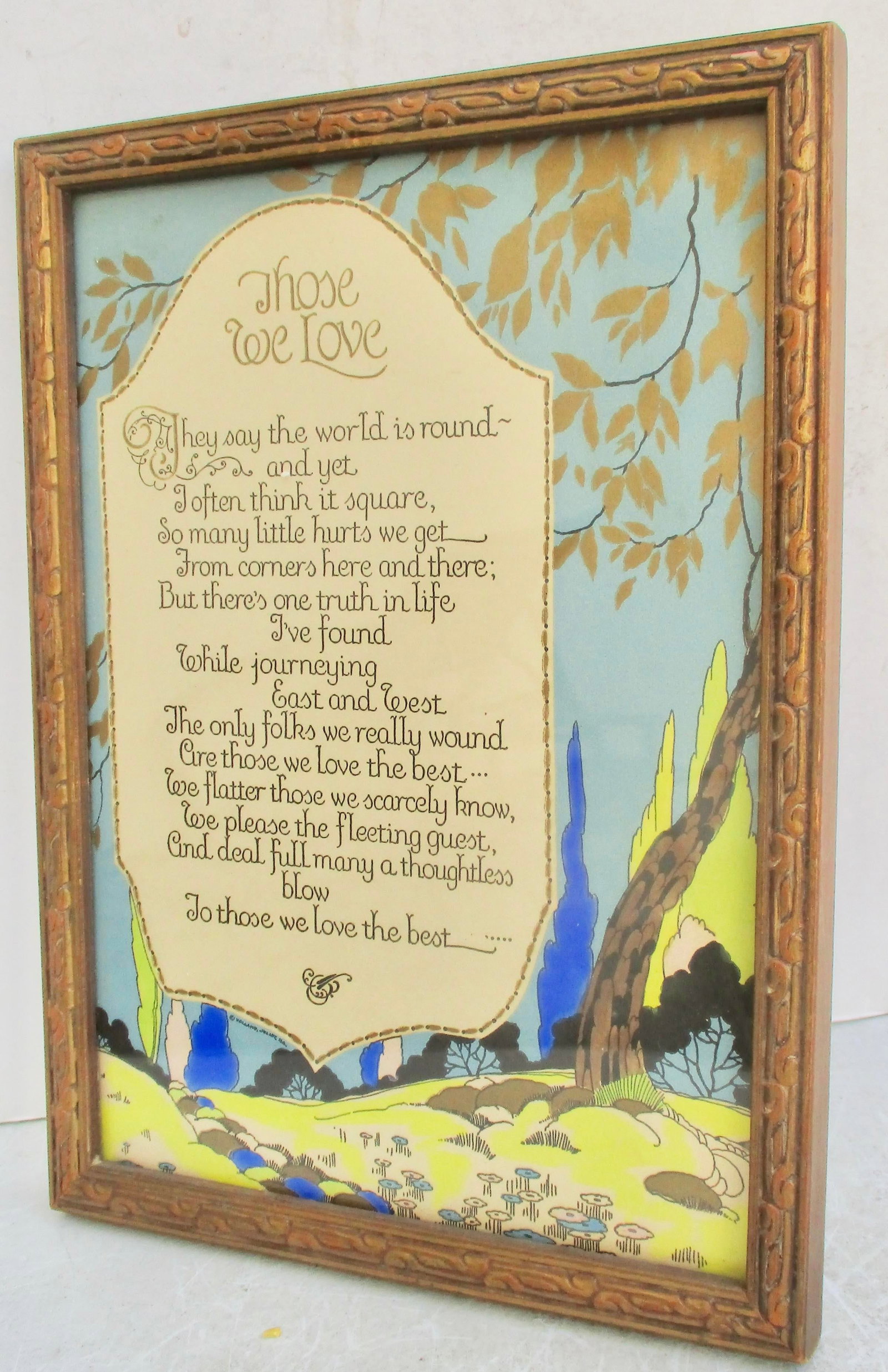 Art Deco Motto Print Circa 1920s "Those We Love" - 4