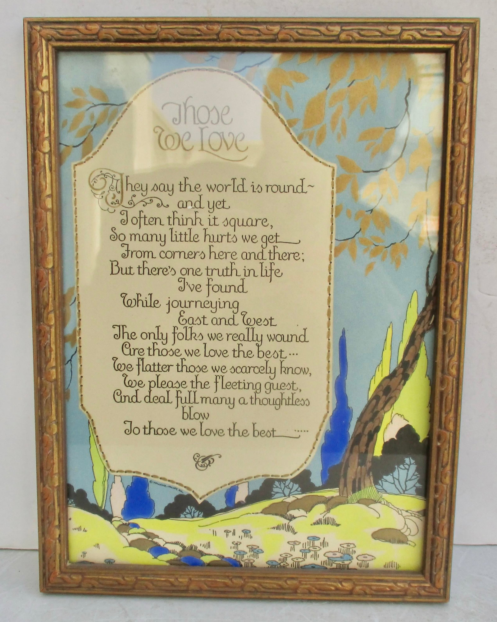 Art Deco Motto Print Circa 1920s "Those We Love" - 5