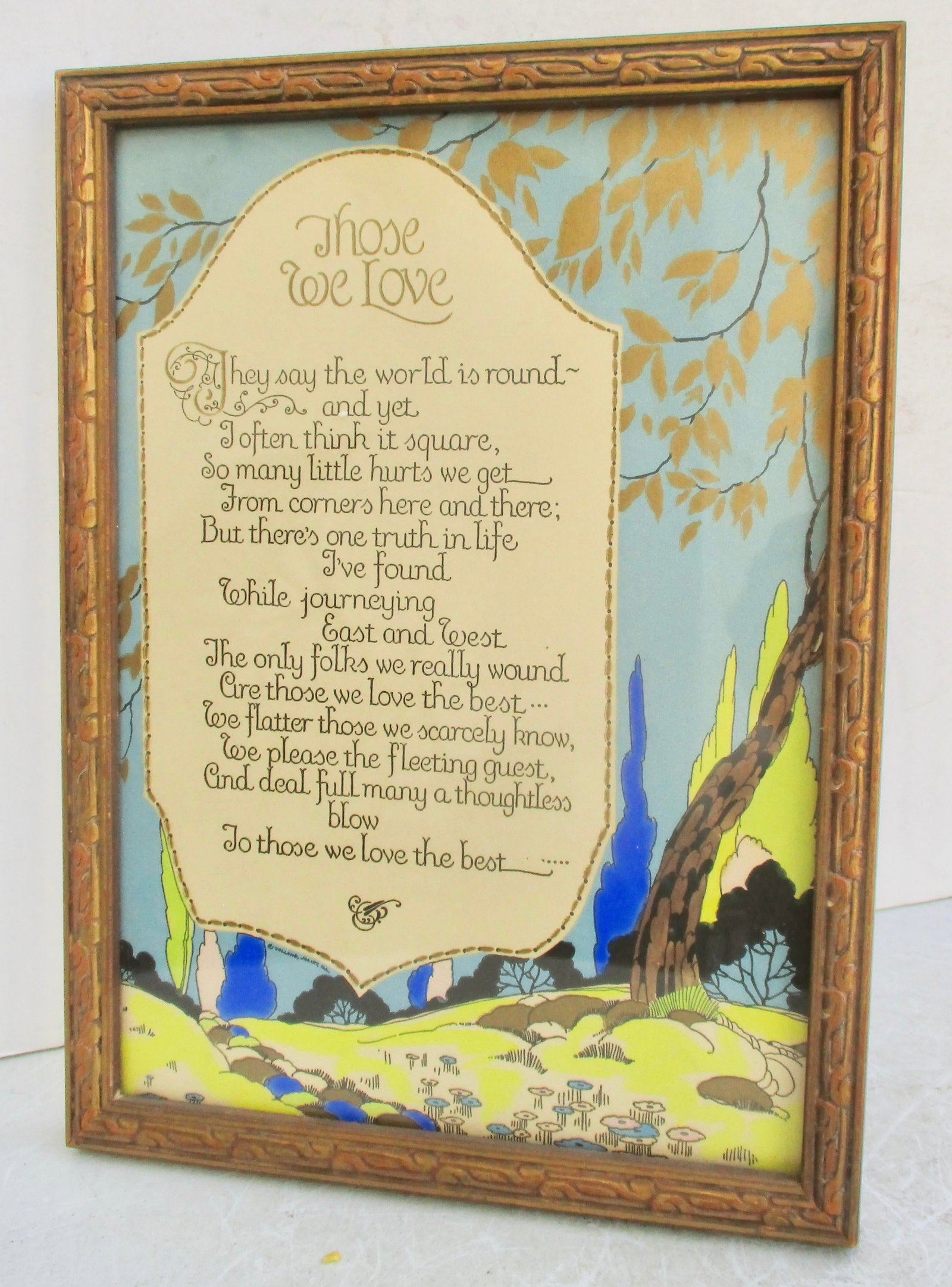 Art Deco Motto Print Circa 1920s "Those We Love" - 6
