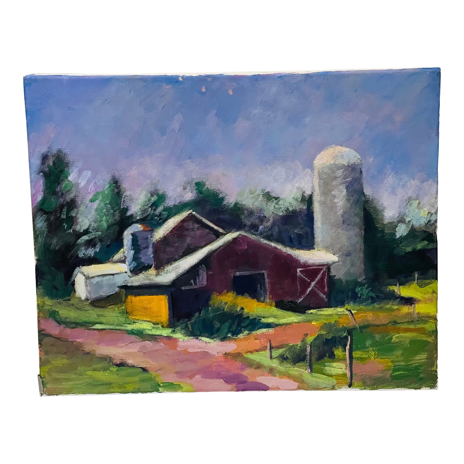 Original 20 C American Rural Landscape Painting: 20 c Modern American rural landscape painting, acrylic on canvas. Condition: Alterations: Original Condition Unaltered Imperfections: Some Imperfections Condition Notes: Good condition Origin: United