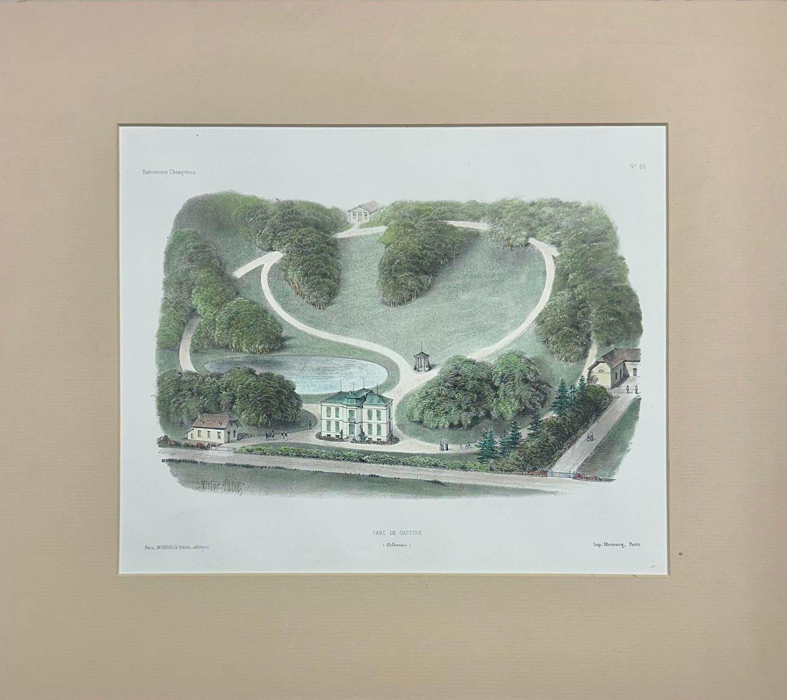 Parc De Gastines Original Lithograph, 1860 - 2