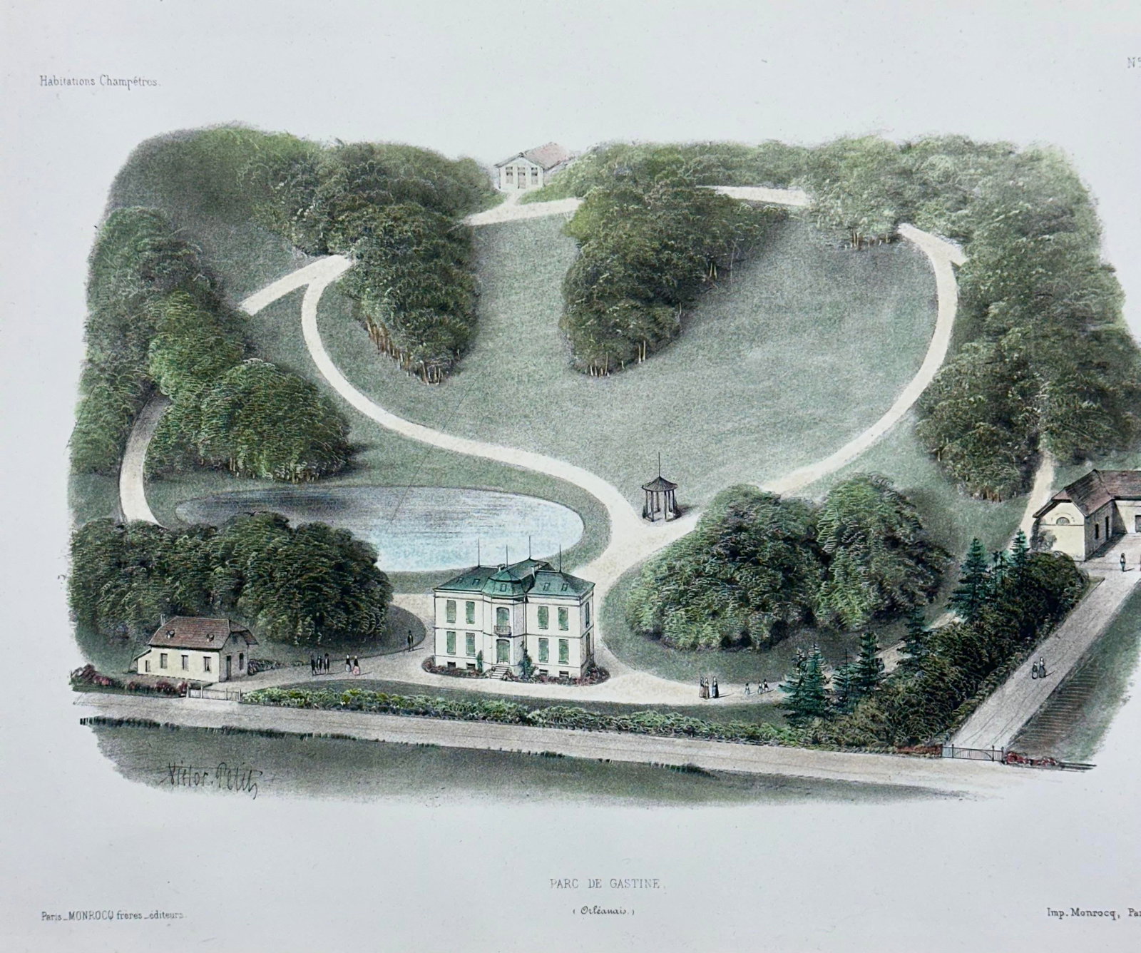 Parc De Gastines Original Lithograph, 1860 - 3