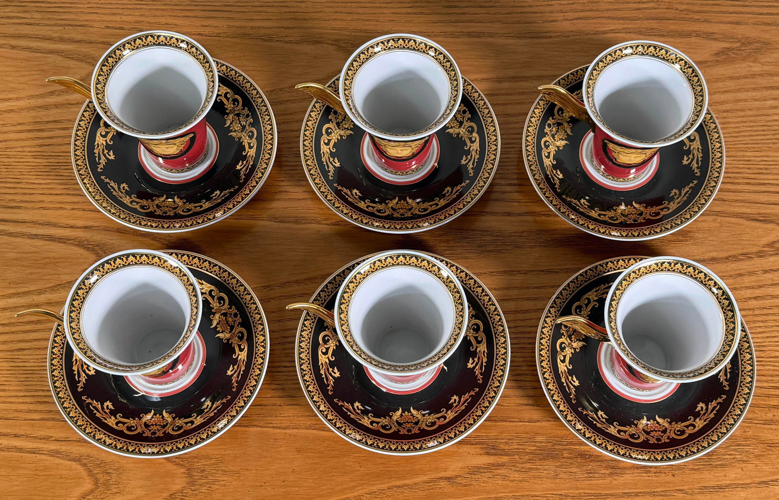 Baroque Versace Medusa Red Espresso Cups and Saucers - Set of 6 - 11