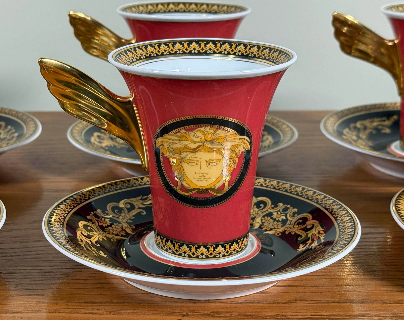 Baroque Versace Medusa Red Espresso Cups and Saucers - Set of 6 - 2