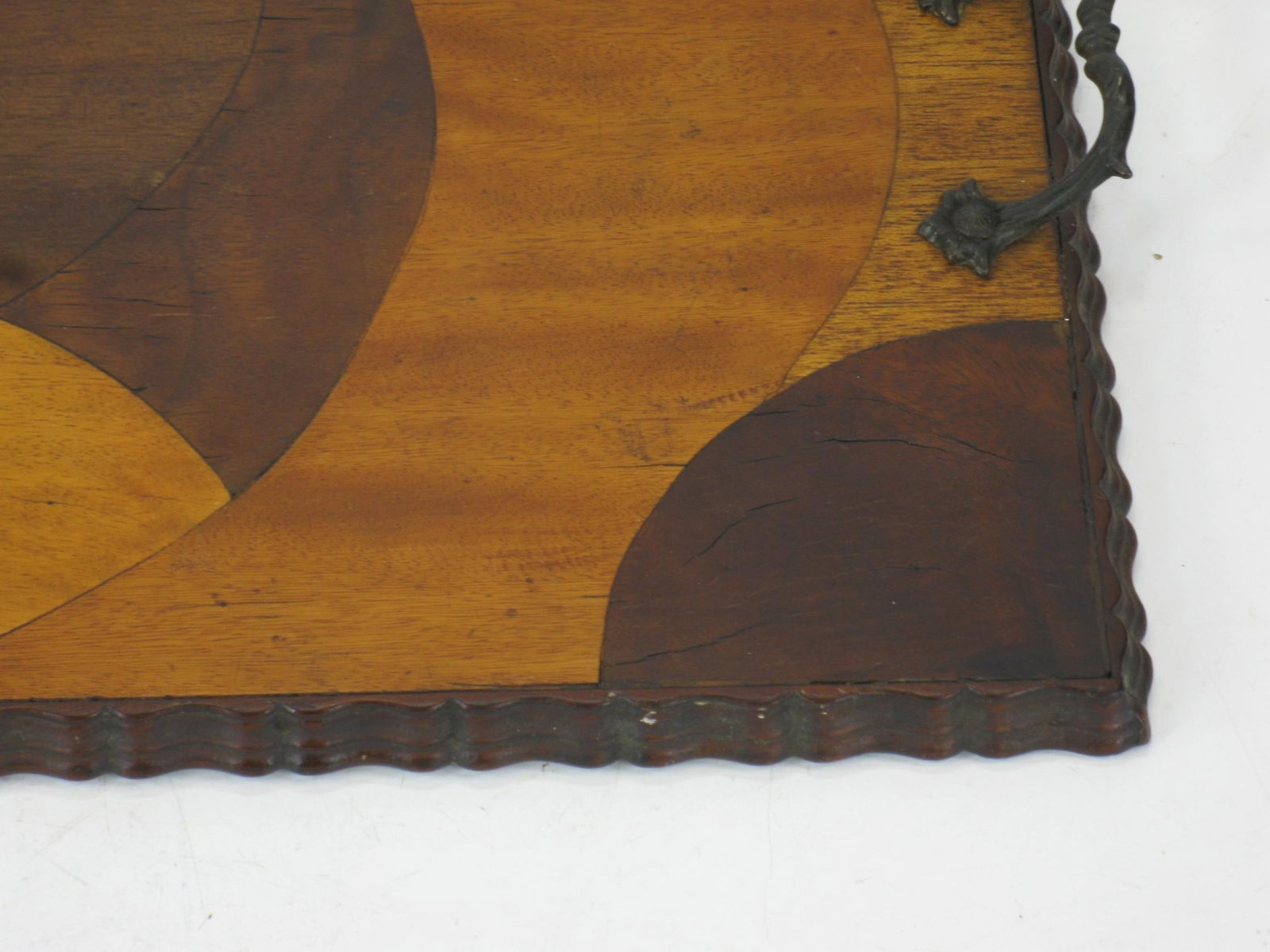 Mid 20th Century Rare Art Deco, Circle Marquetry Wooden Tray Mod Era, Mid Century Modern - 14