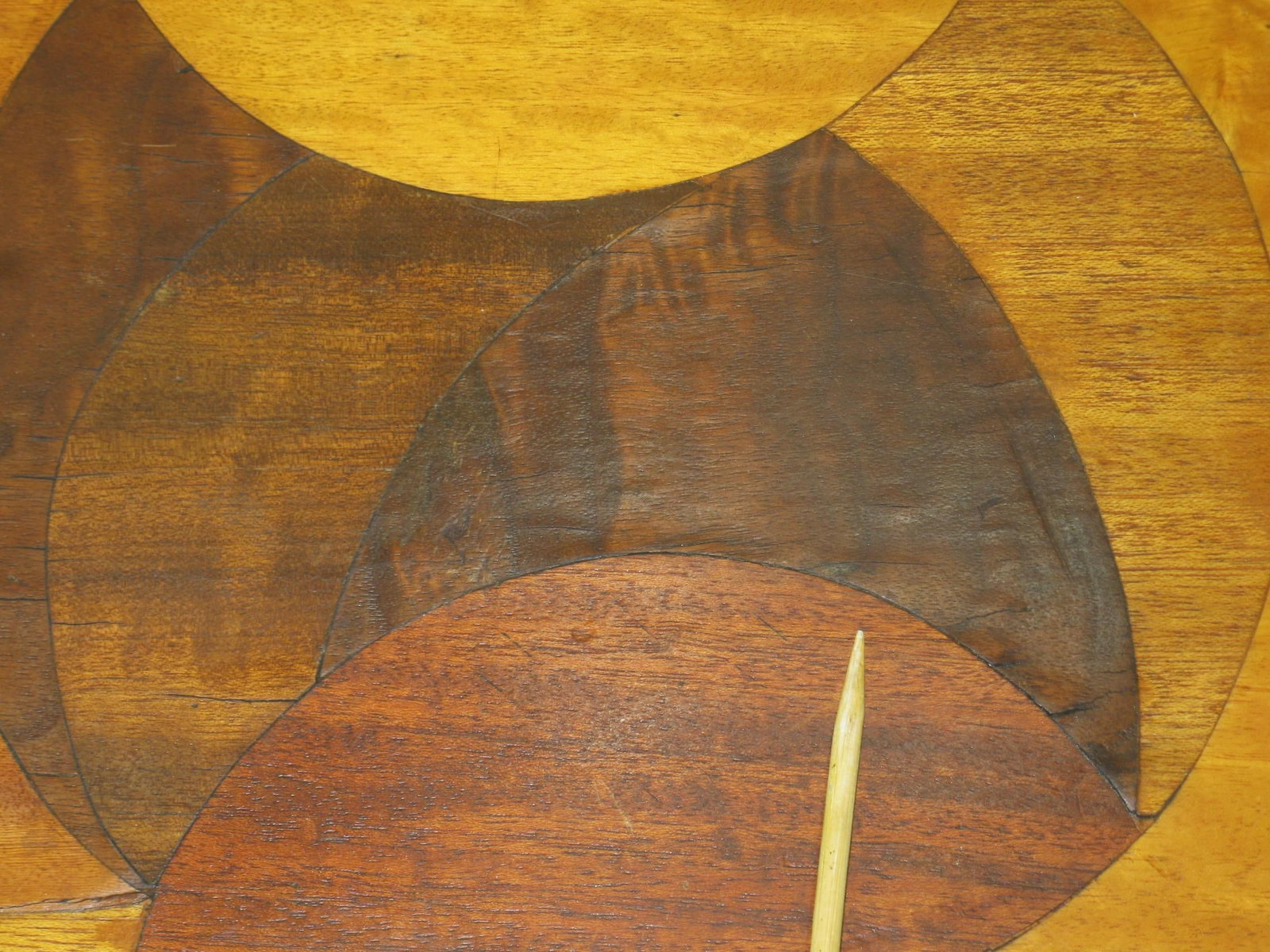 Mid 20th Century Rare Art Deco, Circle Marquetry Wooden Tray Mod Era, Mid Century Modern - 16