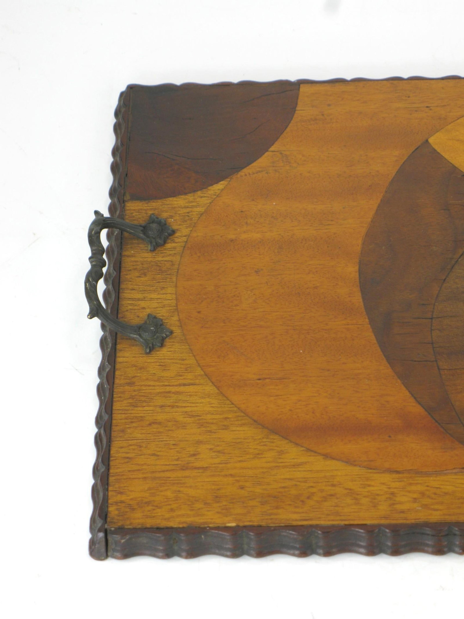 Mid 20th Century Rare Art Deco, Circle Marquetry Wooden Tray Mod Era, Mid Century Modern - 4