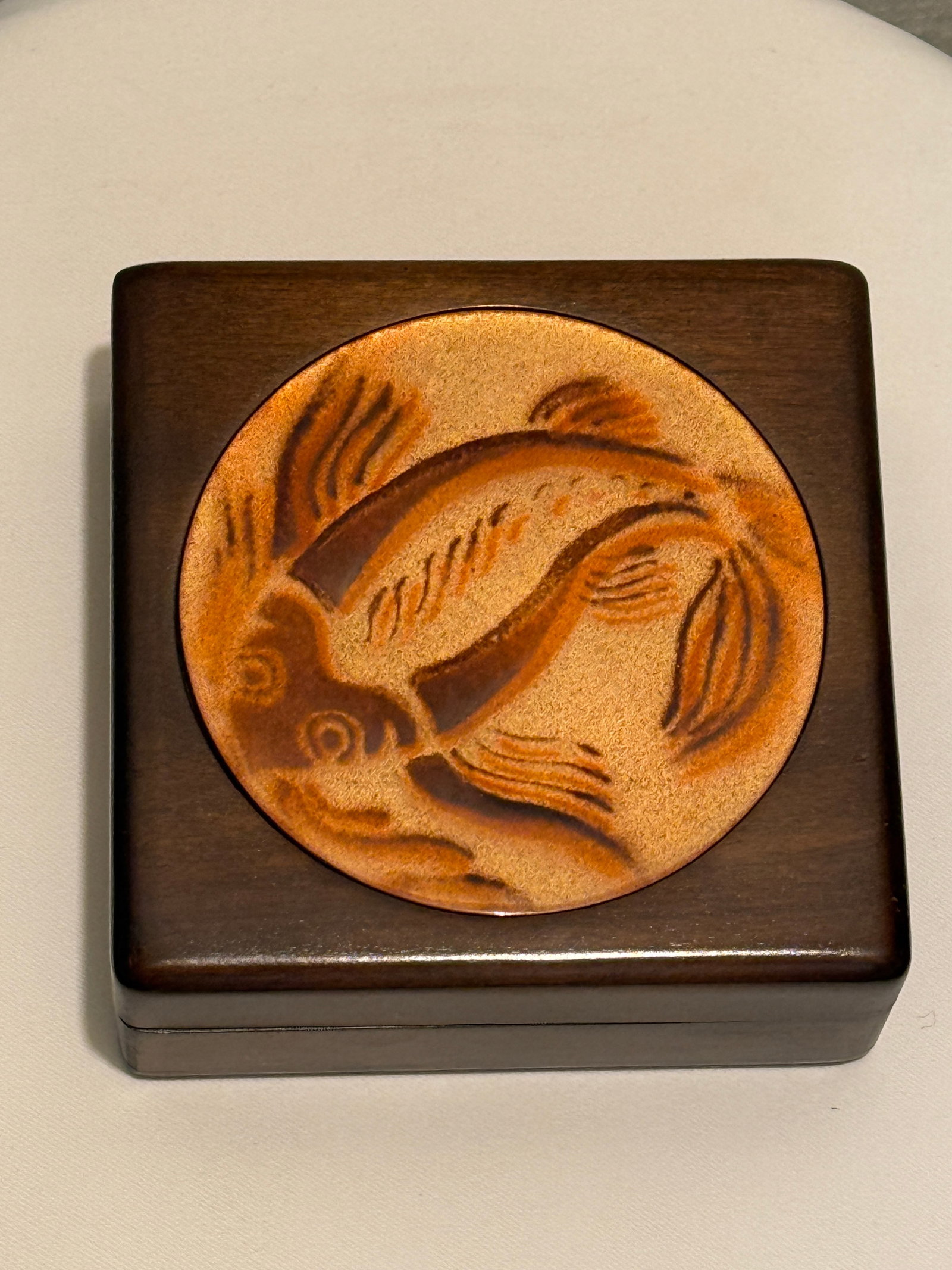 Vintage Annemarie Davidson Siara Madre, California "Jewel" Series Enamel Koi Box - 6
