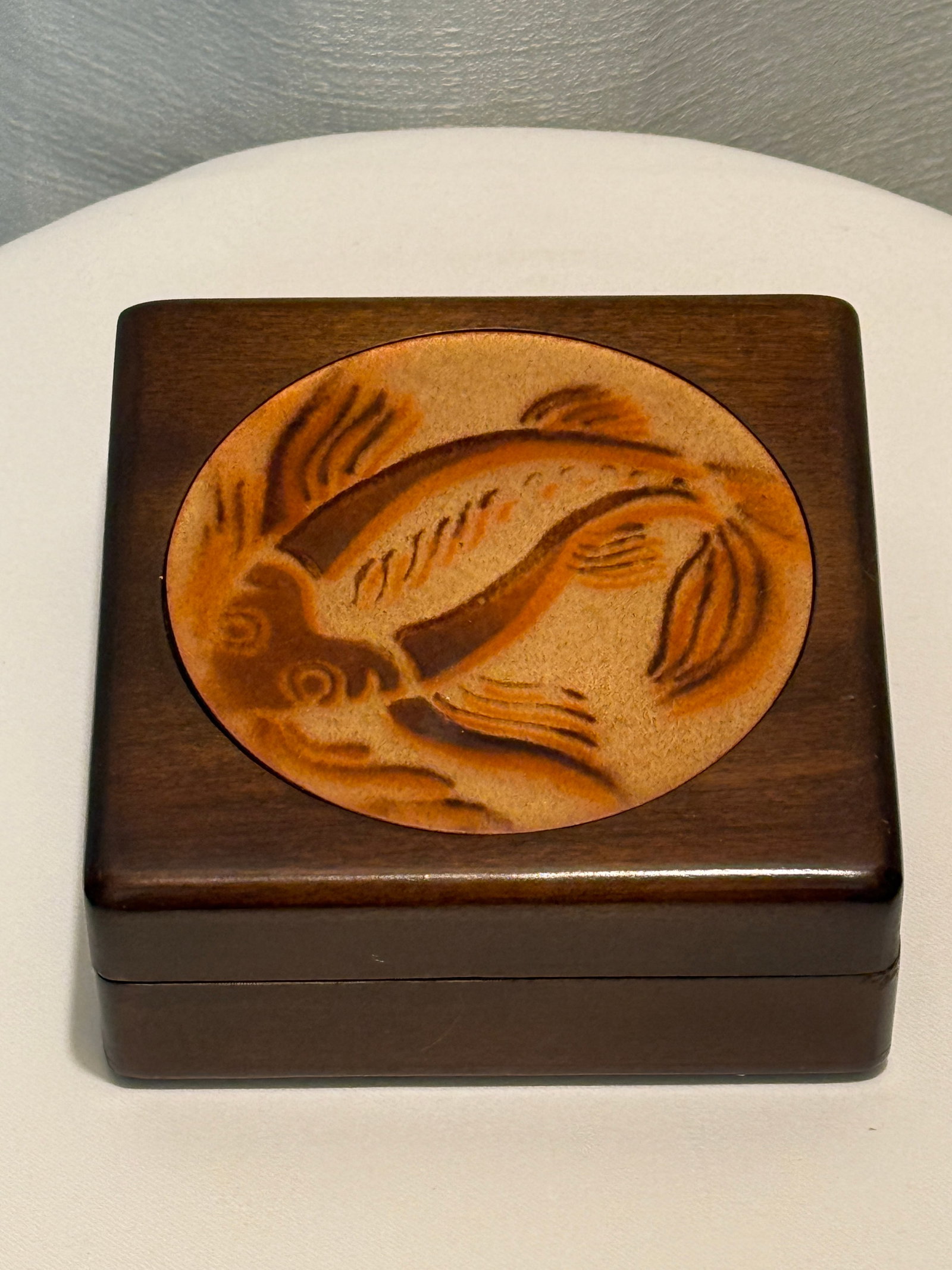 Vintage Annemarie Davidson Siara Madre, California "Jewel" Series Enamel Koi Box - 7