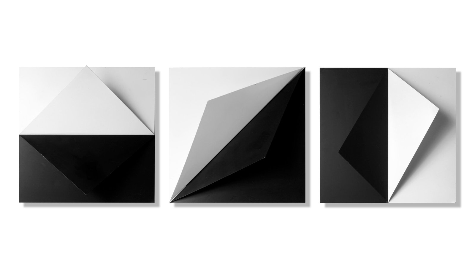 Set of 3, Vintage 3d Metal Wall Sculpture - 3