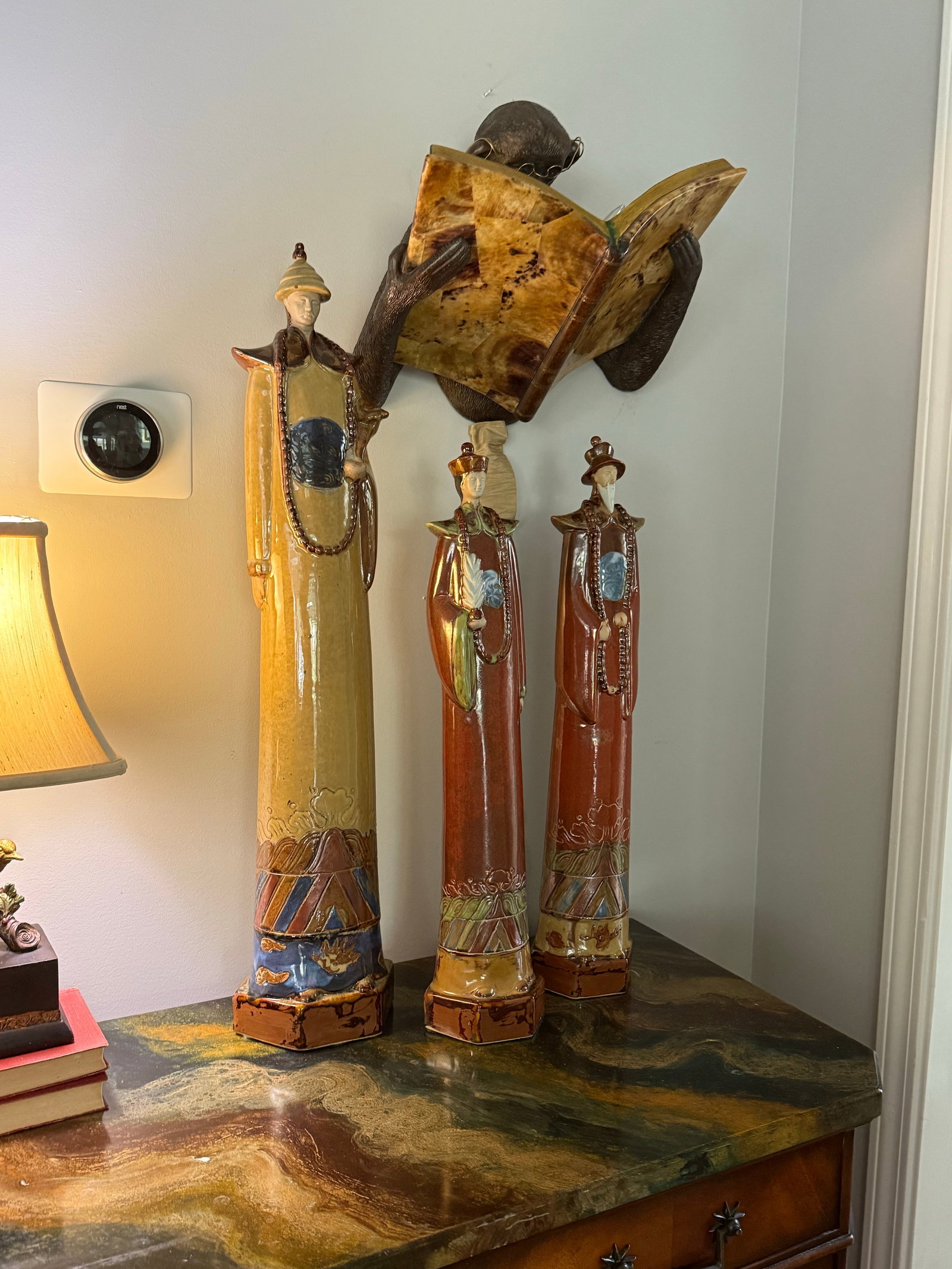 Set of Three Large Asian Pottery Statues - 3