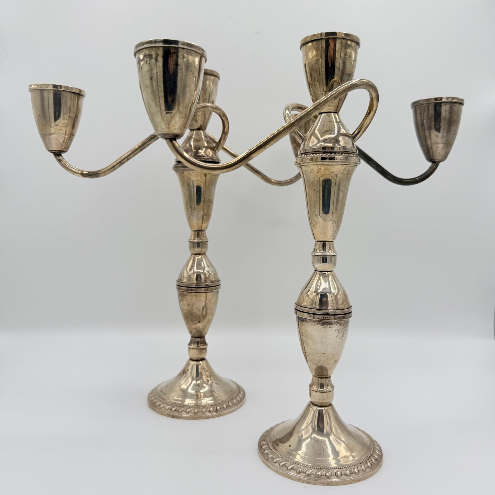 Midcentury Duchin Creation Weighted Sterling Silver Three-Way Convertible Candelabra - A Pair - 10