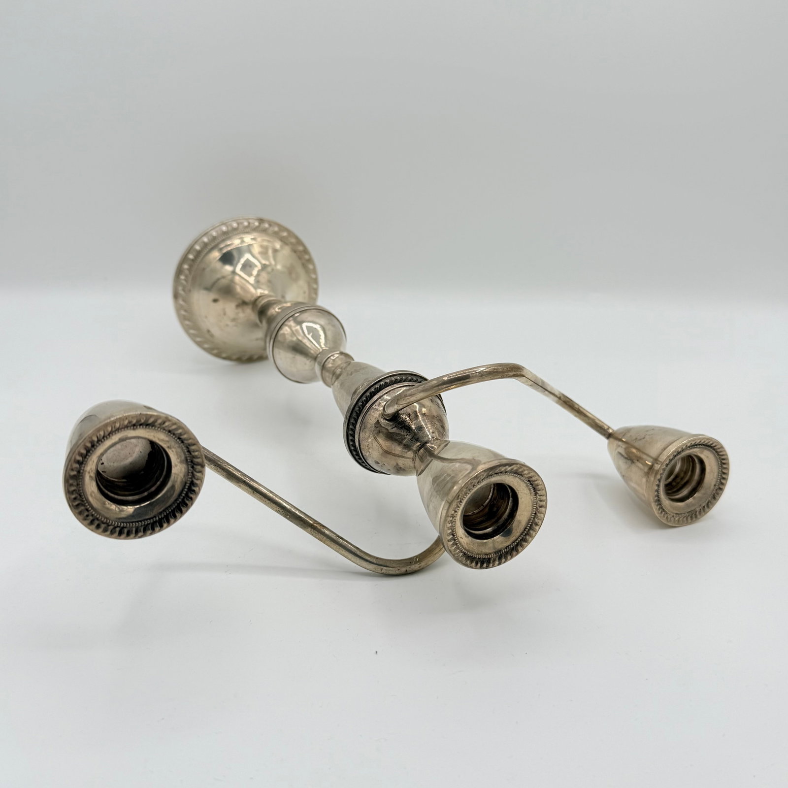 Midcentury Duchin Creation Weighted Sterling Silver Three-Way Convertible Candelabra - A Pair - 4