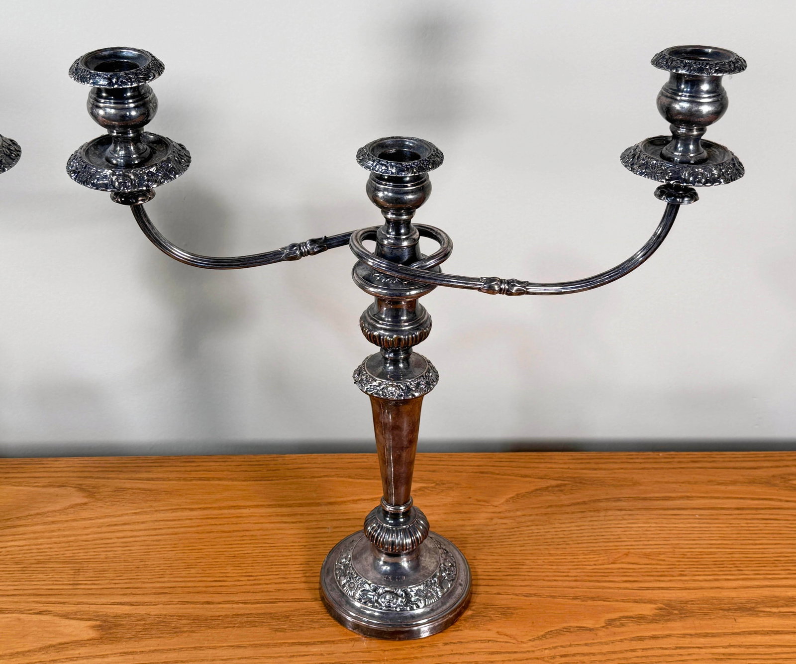 Antique Edwardian Silver Plated 3-Arm Candelabras - A Pair - 4