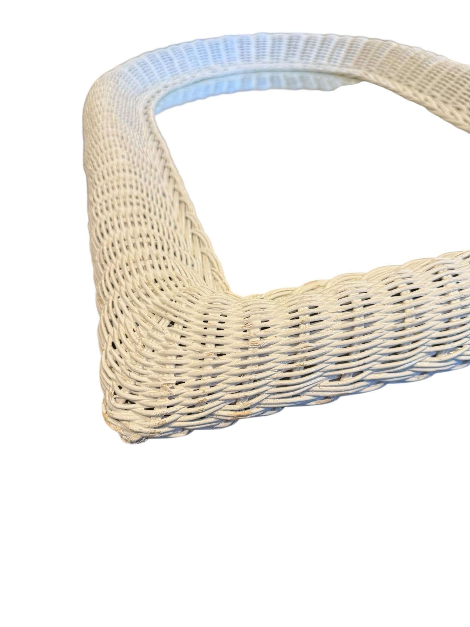 Vintage White Rattan Arched Mirror - 10