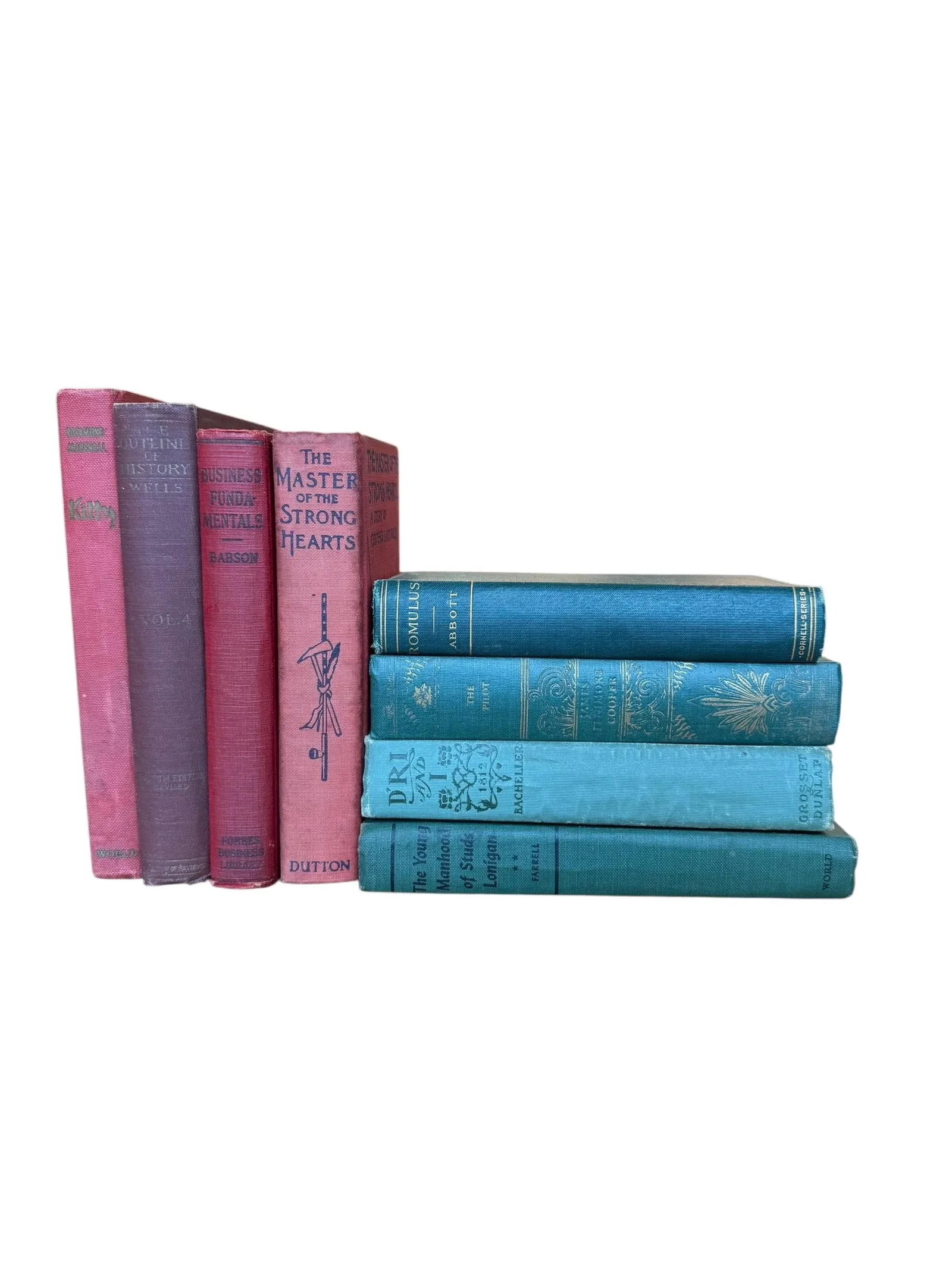 Set of 8 Antique Vintage Decor Designer Collection Hardcover Books Red Green Decor - 2