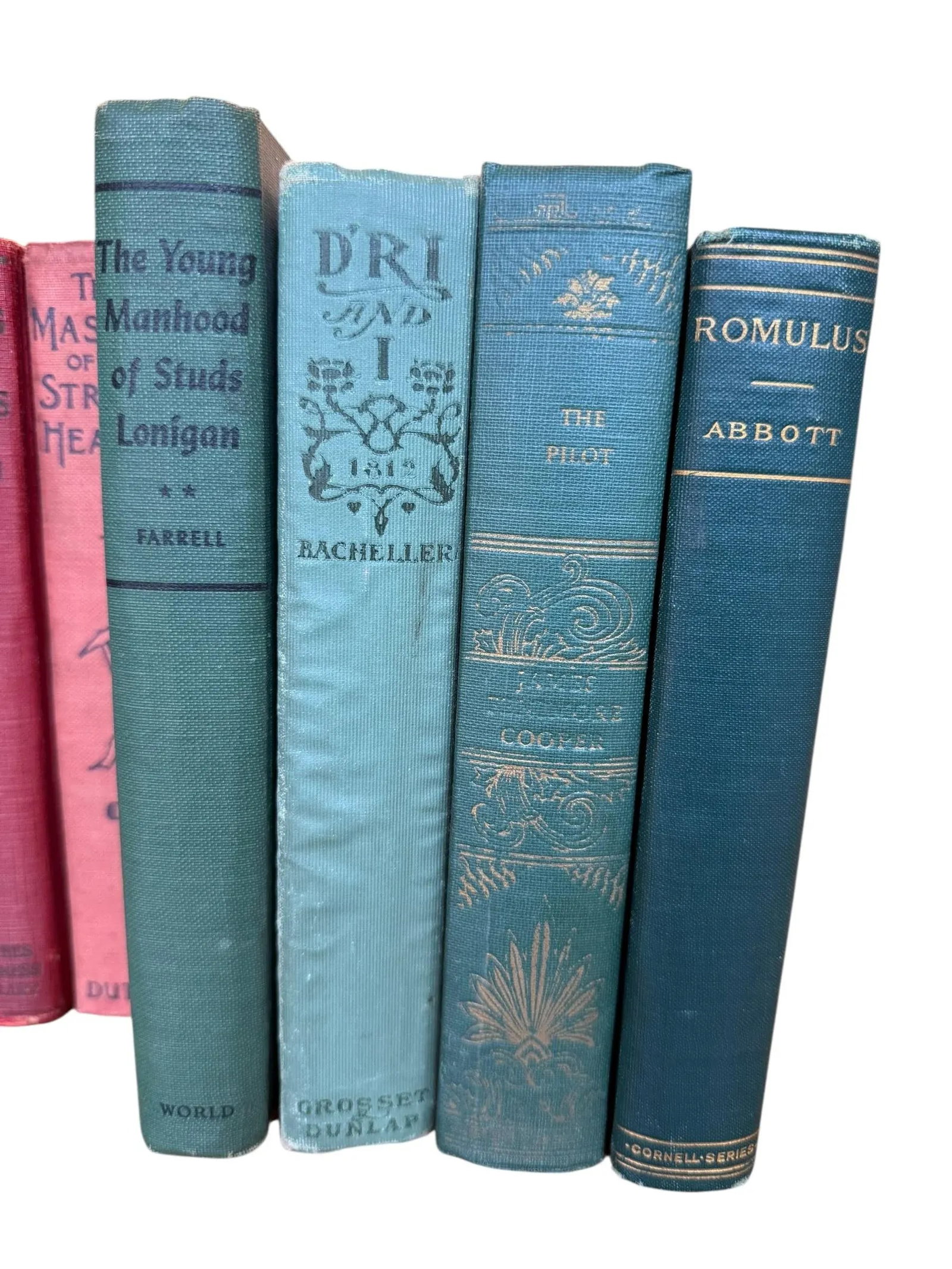 Set of 8 Antique Vintage Decor Designer Collection Hardcover Books Red Green Decor - 4