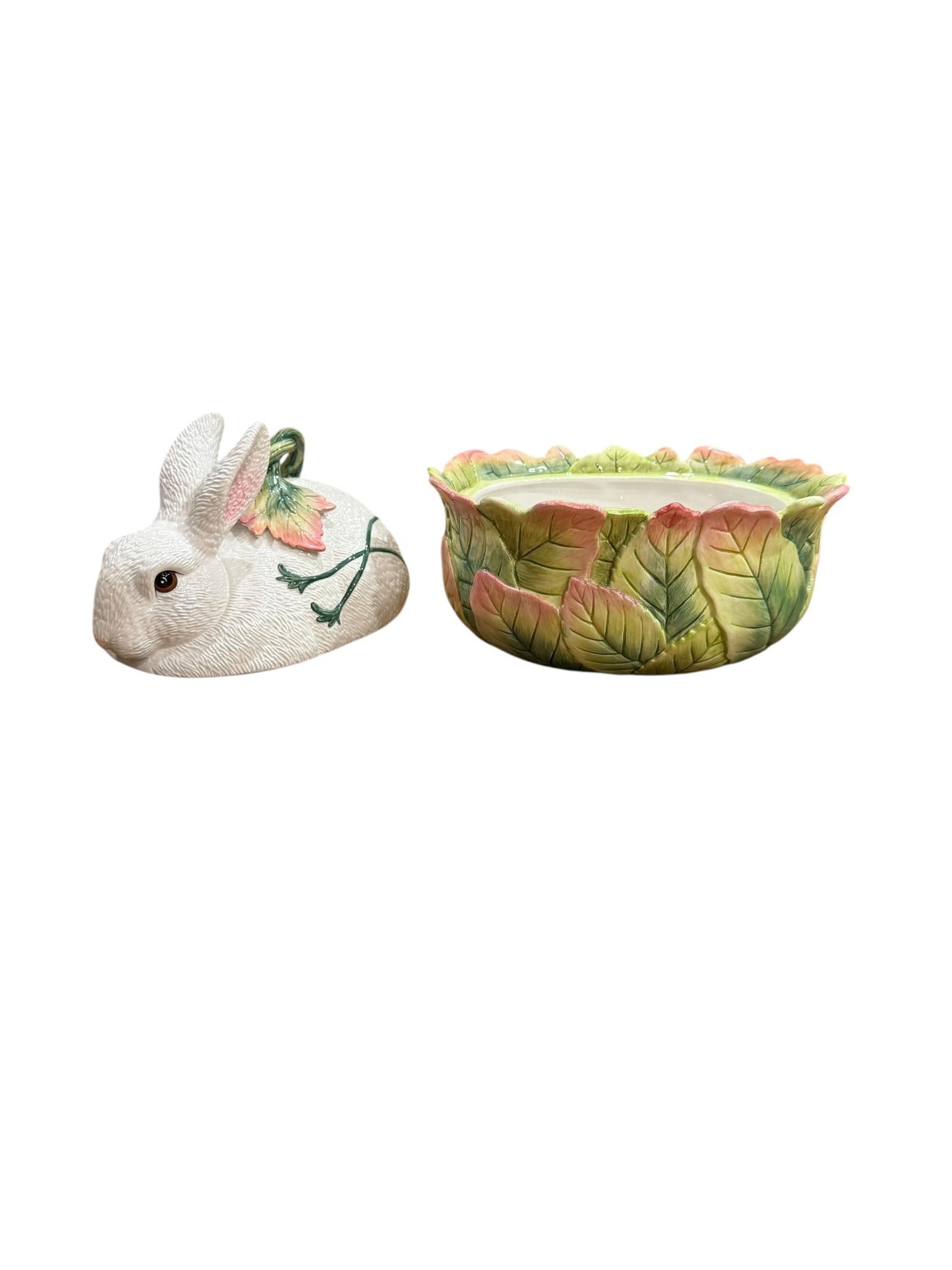 Rabbit Fitz & Floyd "Le Lapin" Large Oval Covered Vegetable Bowl - 8