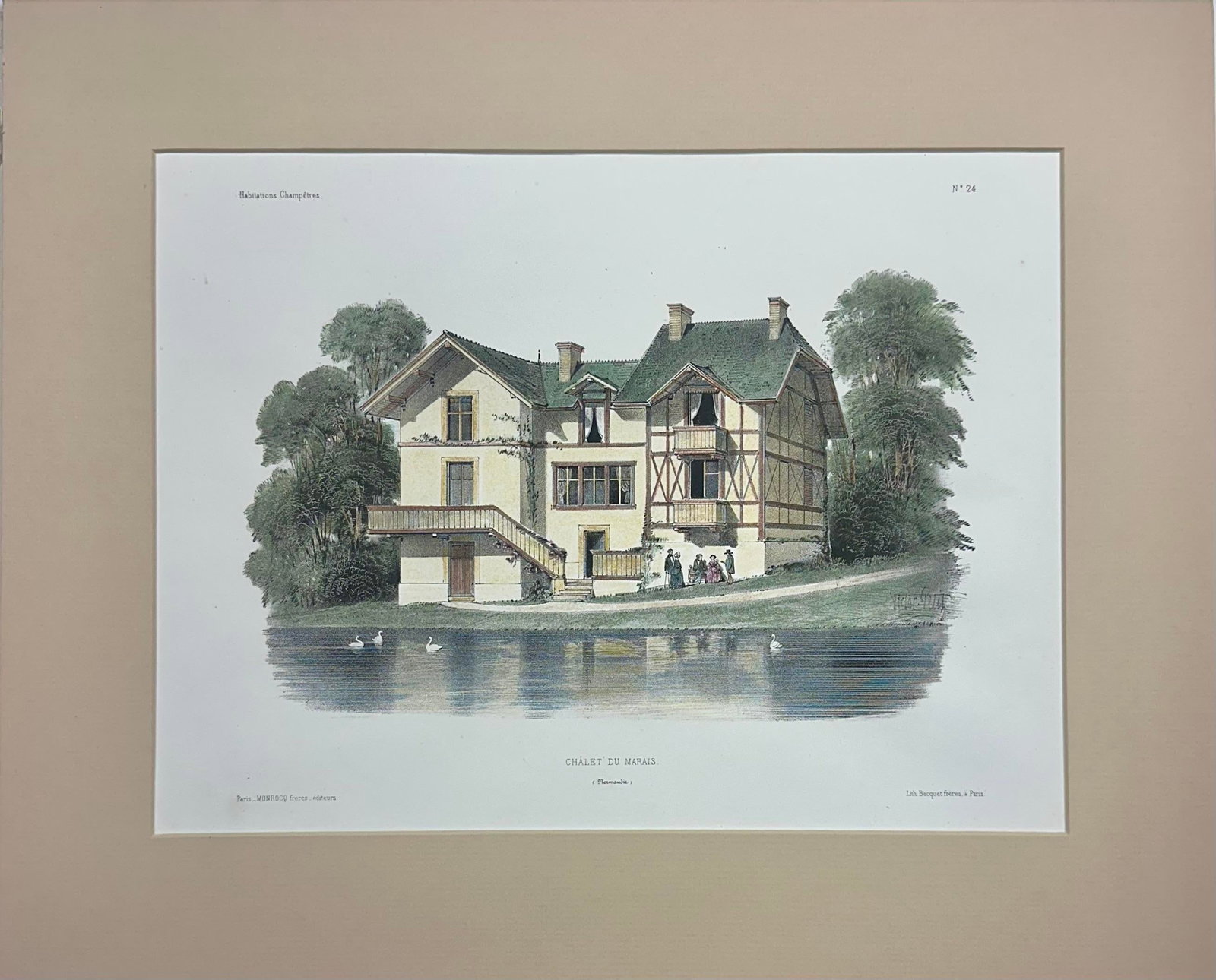 Chalet Du Marais (Marsh), Original Lithograph, 1860 - 2