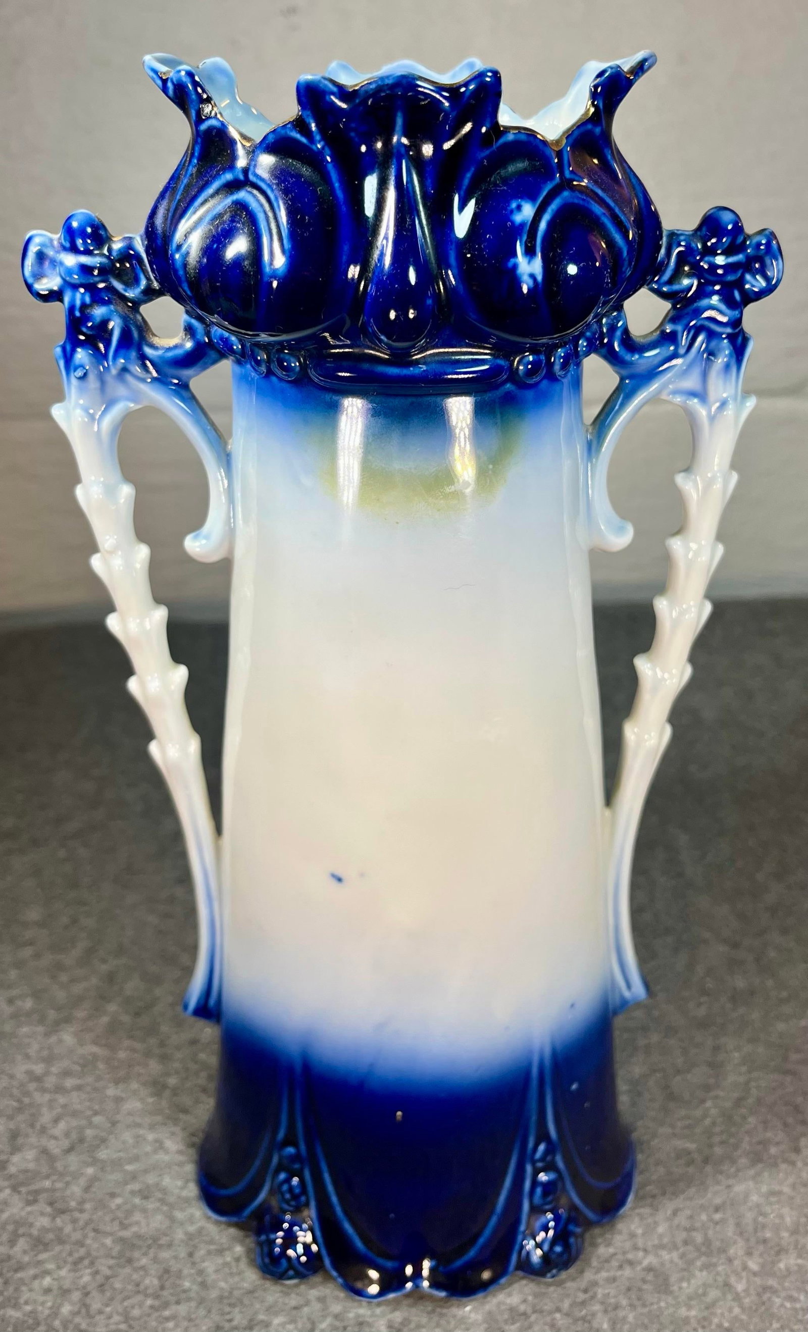 Fine Antique German Porcelain Hand Painted Handled Vase - 5