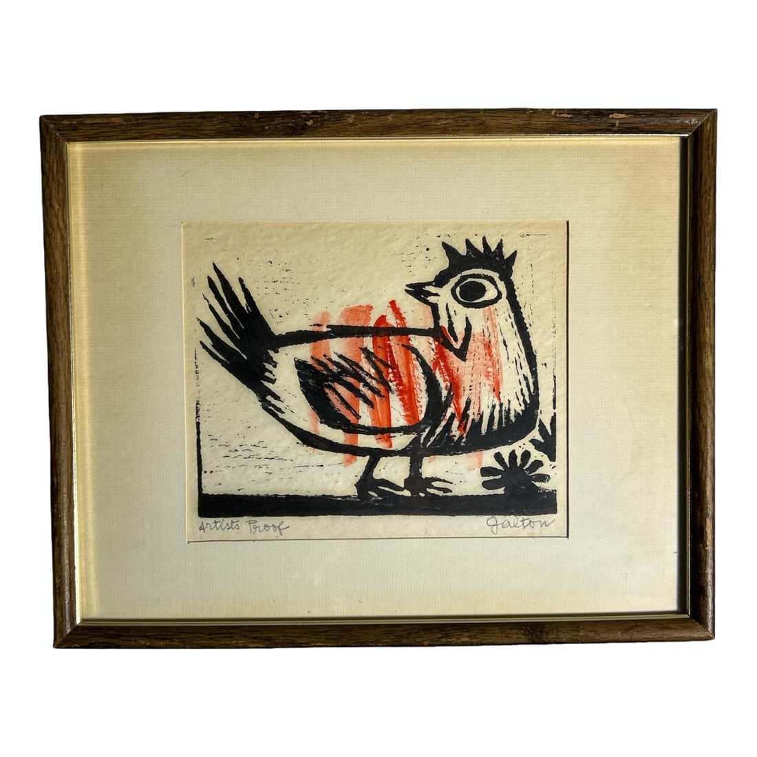 Vintage Herta Galton Signed Artists Proof: Framed artist proof of a chicken from Herta Galton- A Vienna, born artist that fled the Holocaust. This is one of three of her artist proofs I own Condition: Alterations: Original Condition Unaltered