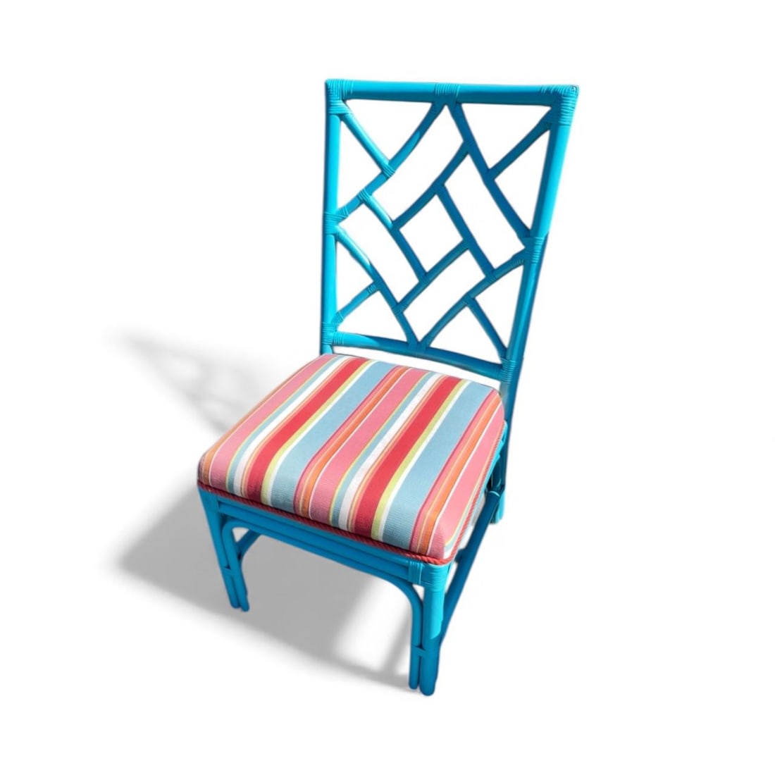Pair of Palm Beach Regency Turquoise Chippendale Chairs - 3