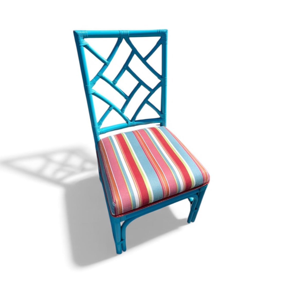 Pair of Palm Beach Regency Turquoise Chippendale Chairs - 4