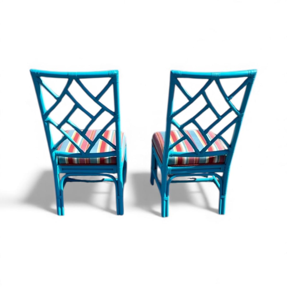 Pair of Palm Beach Regency Turquoise Chippendale Chairs - 5