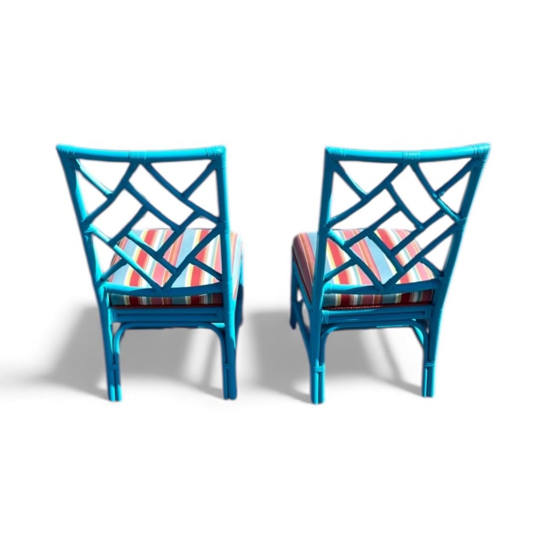 Pair of Palm Beach Regency Turquoise Chippendale Chairs - 6