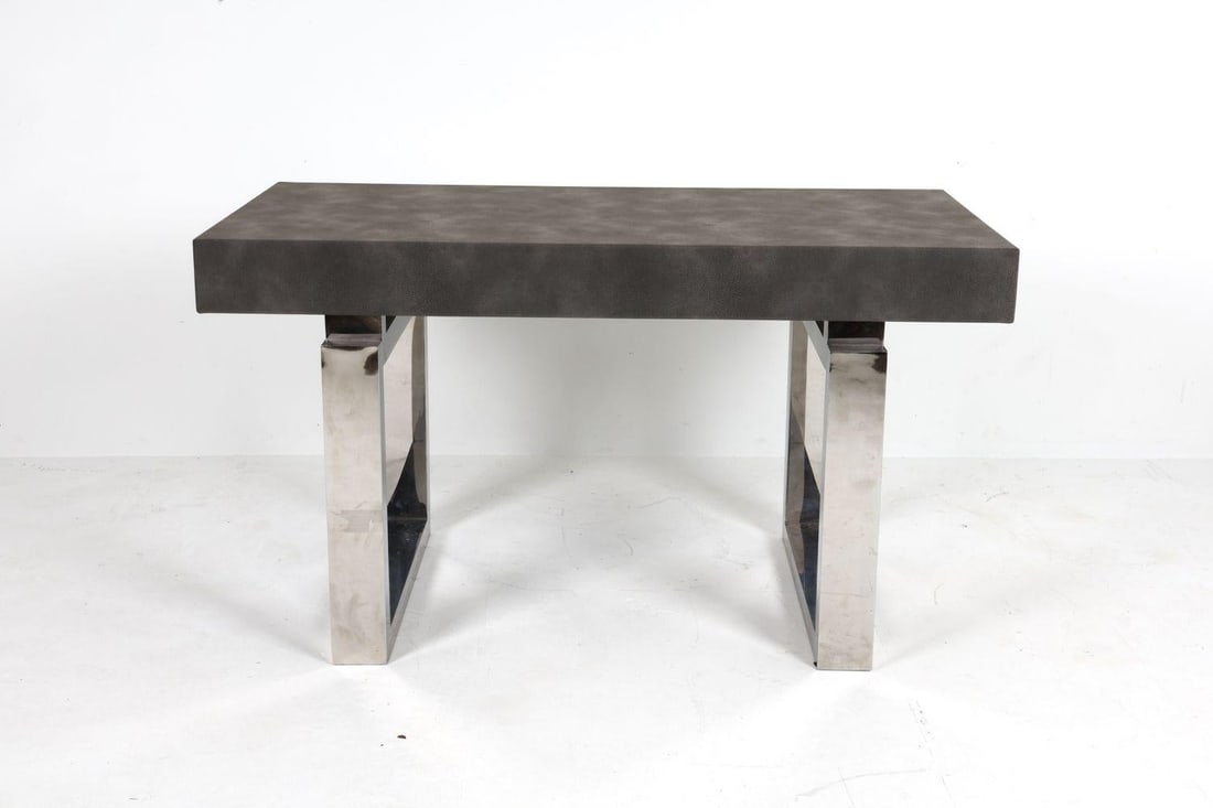 Custom Console Table or Desk With Chrome Base - 2