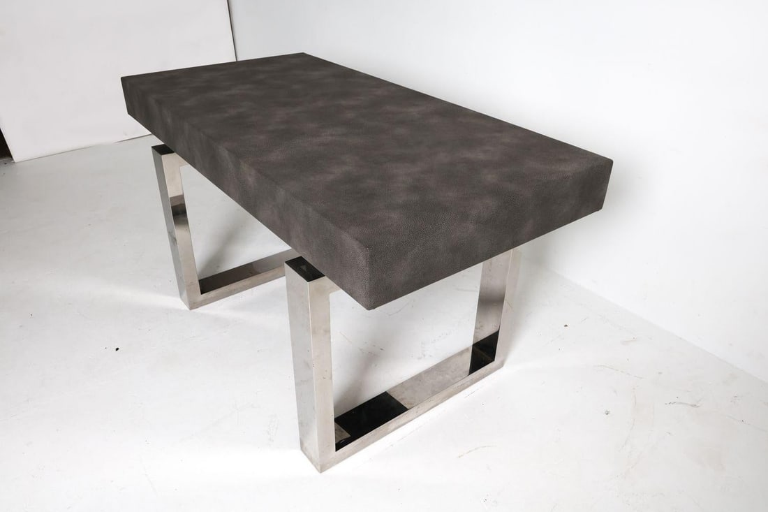 Custom Console Table or Desk With Chrome Base - 4