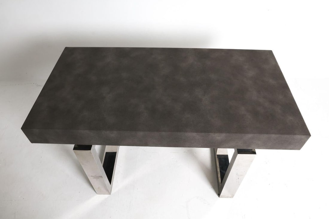 Custom Console Table or Desk With Chrome Base - 6