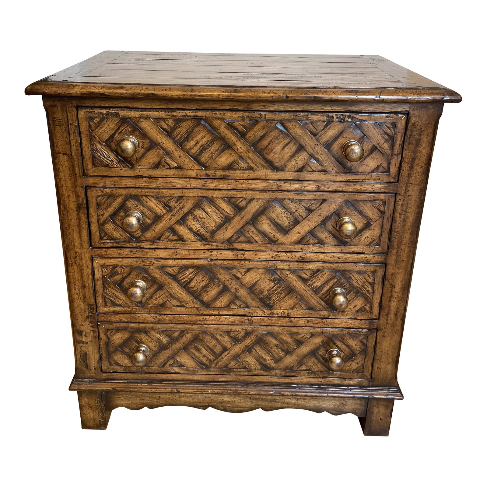 Scarborough House by Maitland-Smith Attributed Bedside Table With Basketweave Pattern (1 of 9)