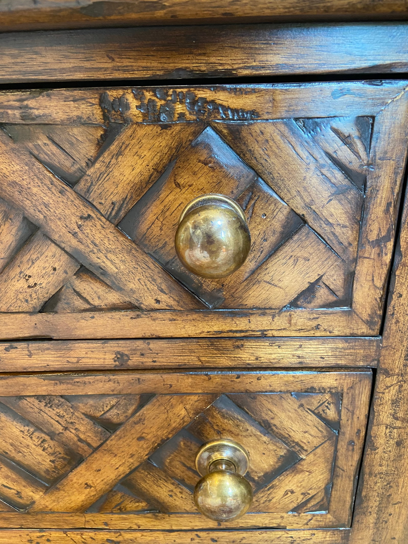 Scarborough House by Maitland-Smith Attributed Bedside Table With Basketweave Pattern - 4