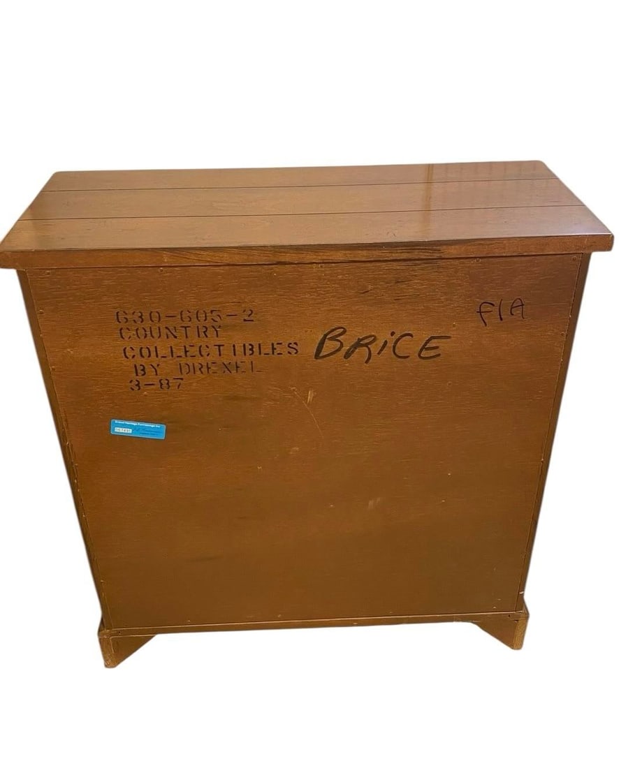 Drexel Heritage Mid 20th Century Cherry Four Drawer Chest Brass Accents - 5