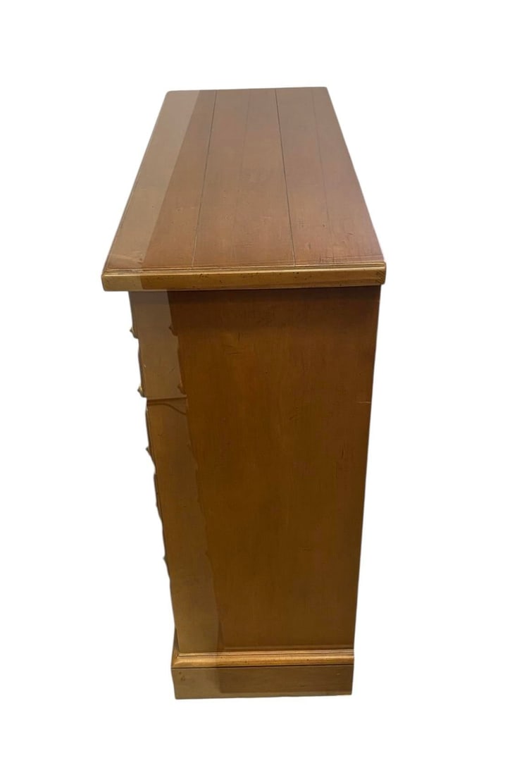Drexel Heritage Mid 20th Century Cherry Four Drawer Chest Brass Accents - 7