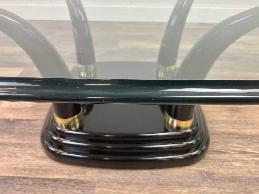 Late 20th Century Henredon Faux Elephant Tusk Glass Top Coffee Table - 10