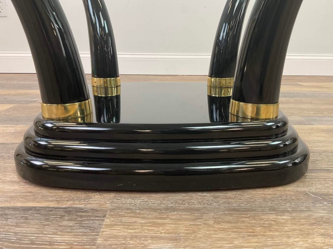 Late 20th Century Henredon Faux Elephant Tusk Glass Top Coffee Table - 11