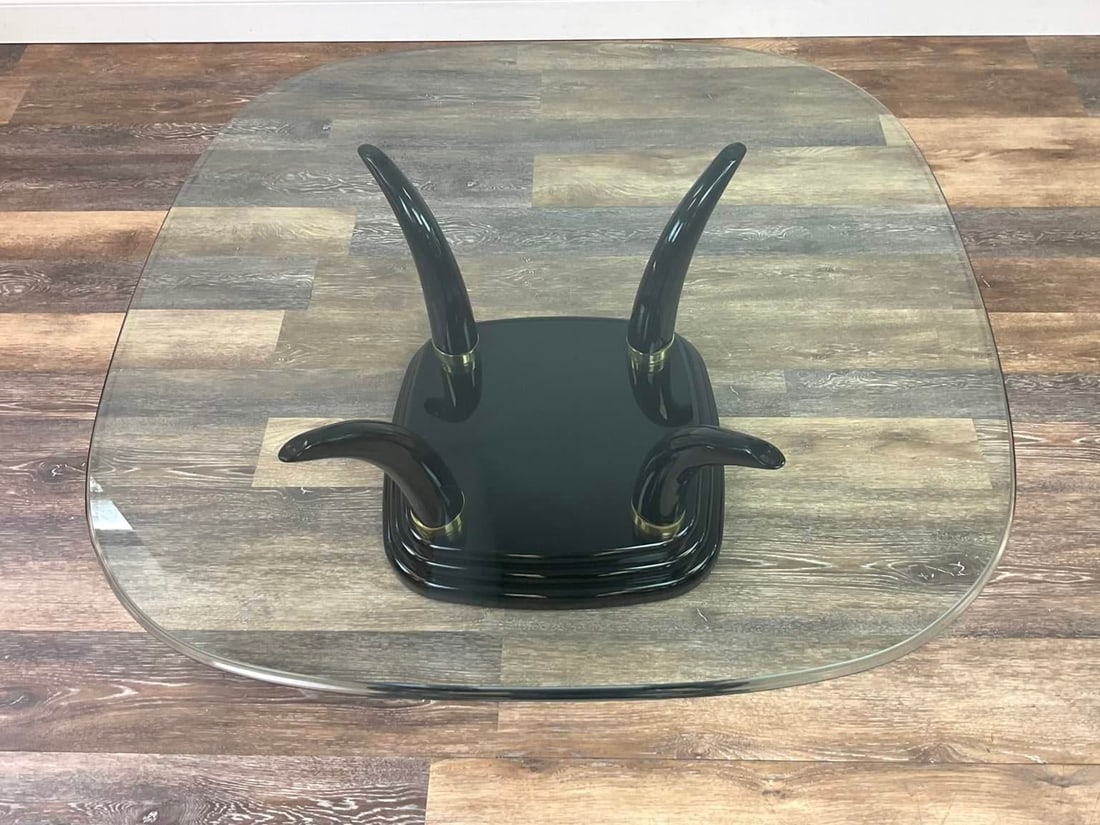 Late 20th Century Henredon Faux Elephant Tusk Glass Top Coffee Table - 5
