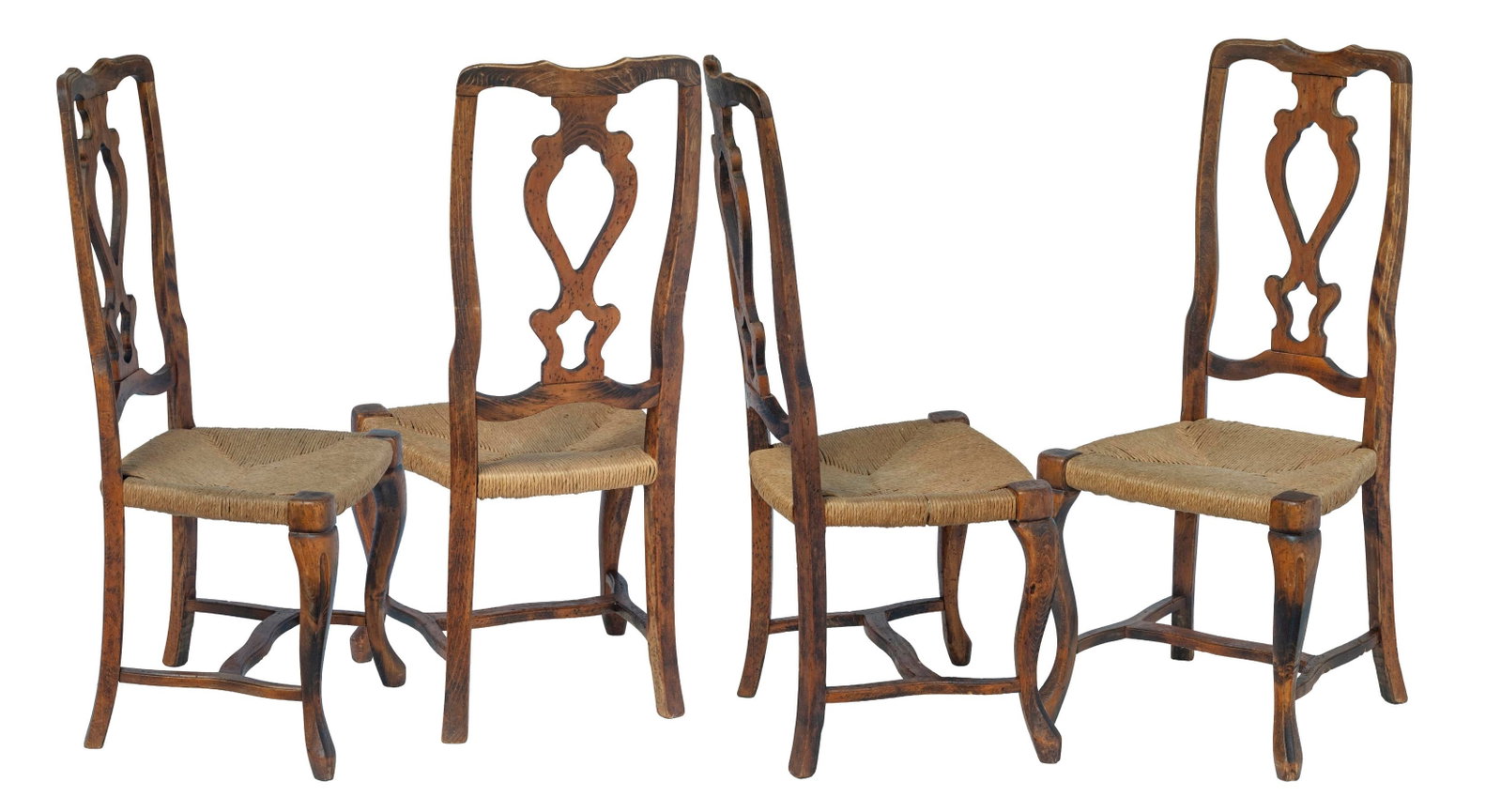 Set of 4/ 19th Century French Provincial Walnut Dining Chairs - 2