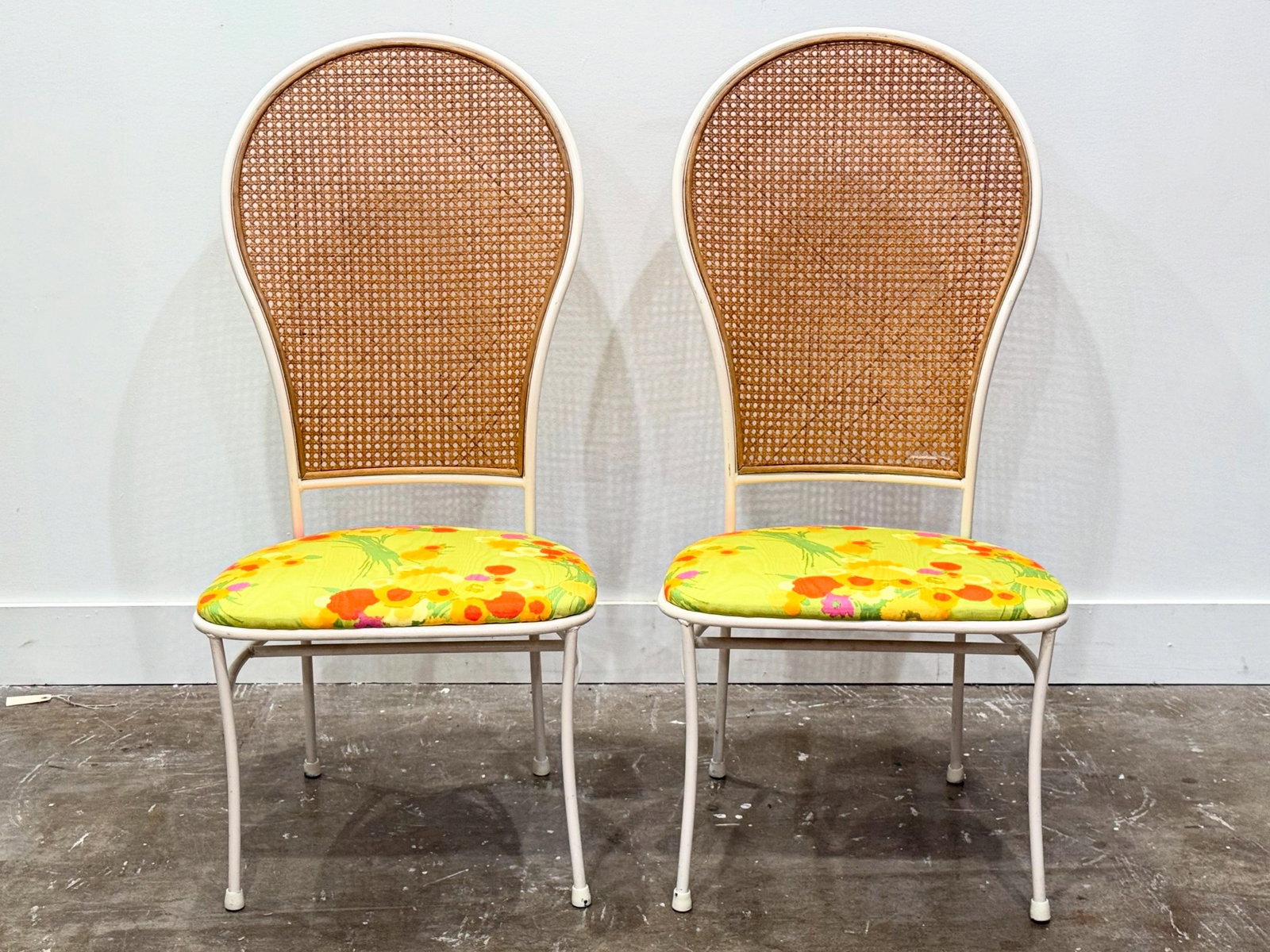 1960s Milo Baughman for Thayer Coggin - Pair Cane + Metal Peacock Chairs - Organic Modern - 2