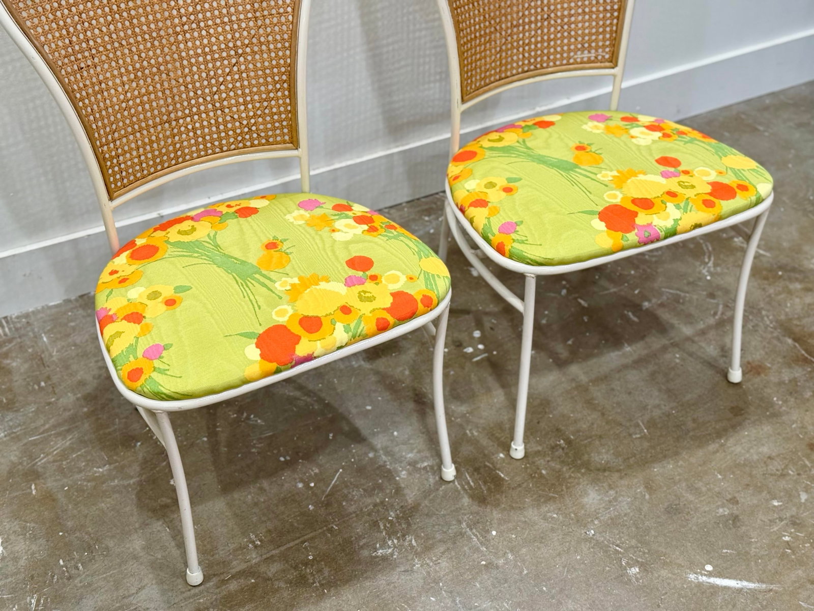 1960s Milo Baughman for Thayer Coggin - Pair Cane + Metal Peacock Chairs - Organic Modern - 4