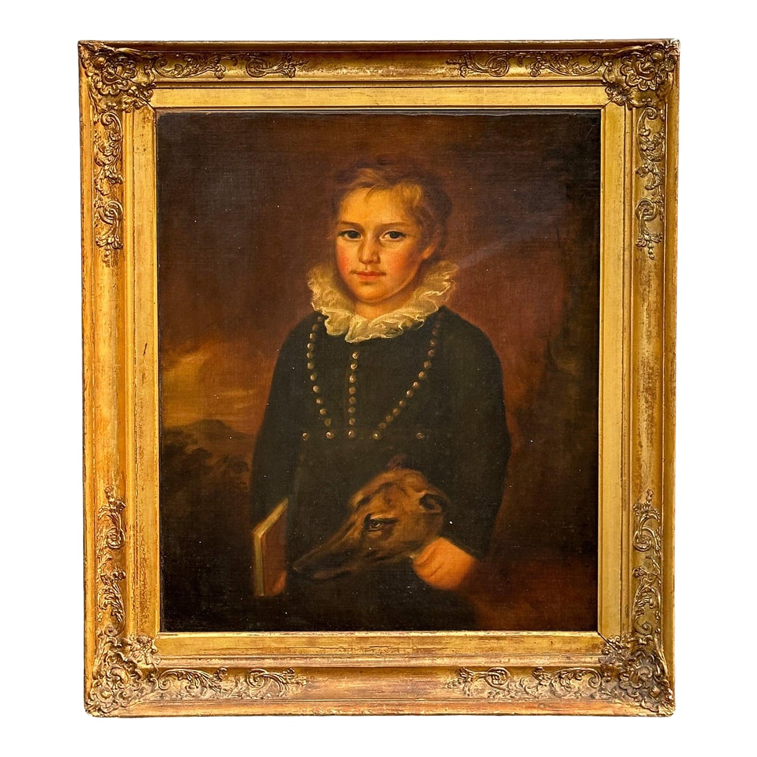 Original 19th C. Oil on Canvas Painting - Portrait of a Boy (1 of 3)