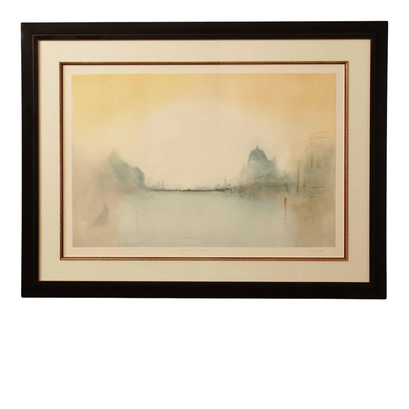 M. J. Wells, 'Morning Mist II' Artist Proof Aquatint: M. J. Wells, 'Morning Mist II', Aquatint, signed lower right, titled lower center, numbered 'A.P 7/20' lower left, custom frame and matting. Dimensions: sight 22.25 x 33.25 , framed 31 x 41.