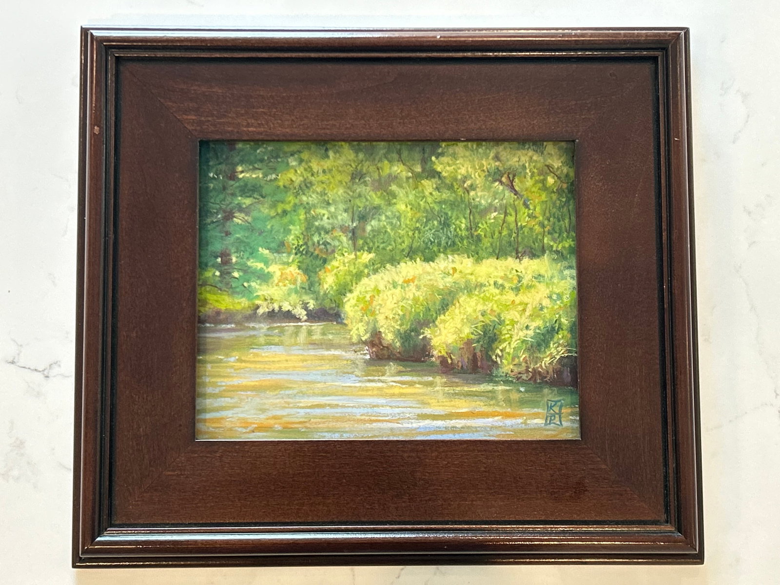 Late 20th Century "Waving Grasses" Signed Impressionist Landscape Oil Pastel Painting, Woodland Stre - 2