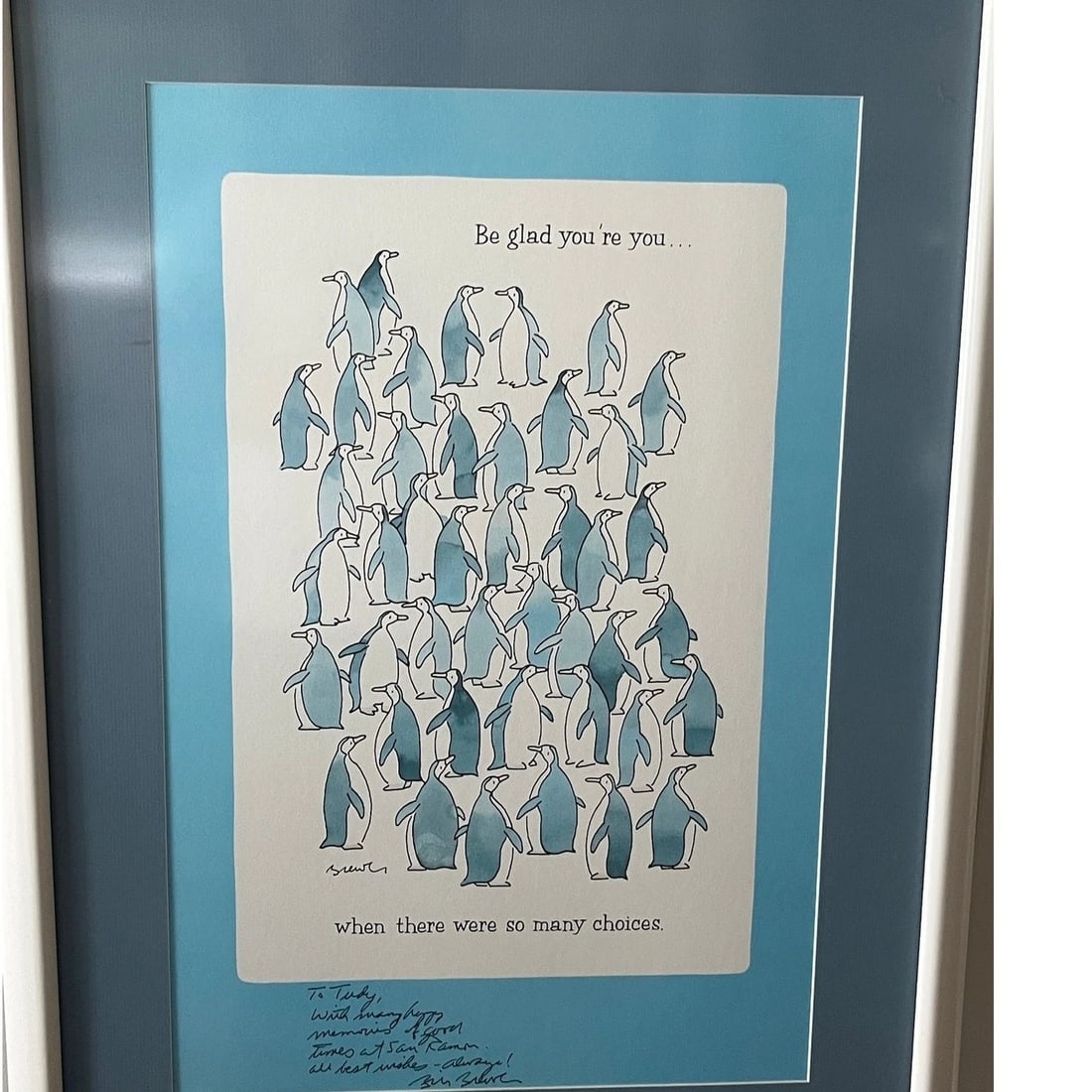 Late 20th Century Sandra Boynton Signed "Be Glad You're You" Penguin Art Print - Custom Framed - 4