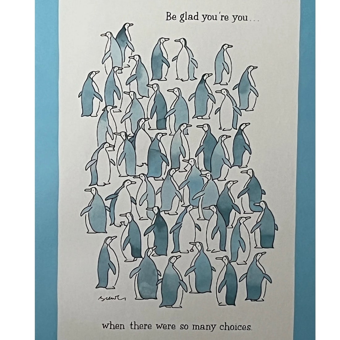 Late 20th Century Sandra Boynton Signed "Be Glad You're You" Penguin Art Print - Custom Framed - 6