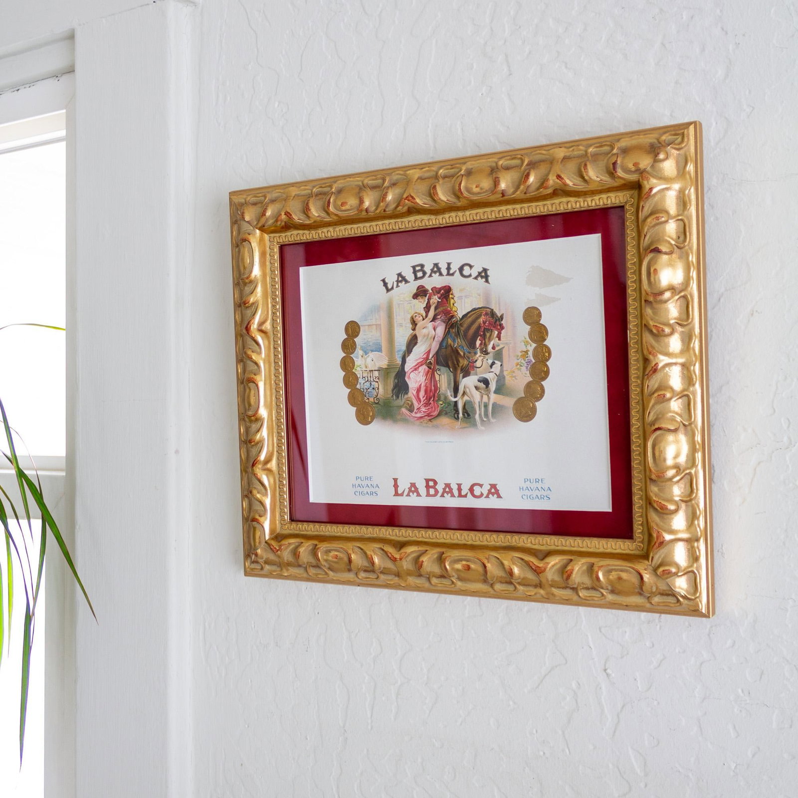 Early 20th Century Tobacciana Framed La Balca Inner Cigar Box Label With Horse and Dog - 4