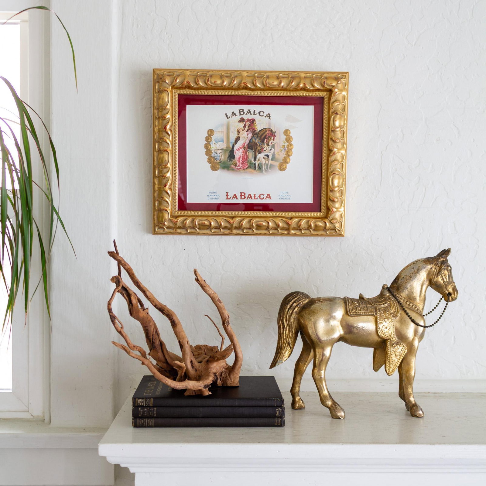 Early 20th Century Tobacciana Framed La Balca Inner Cigar Box Label With Horse and Dog - 5