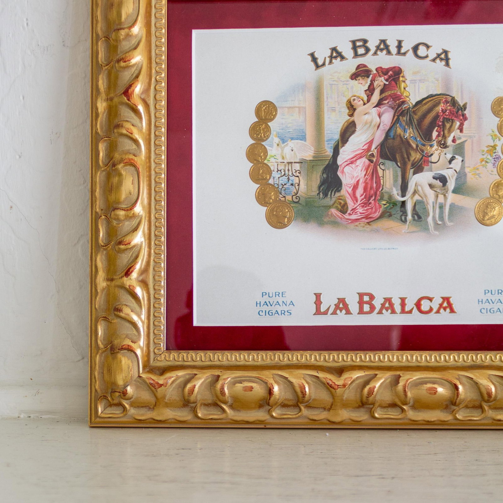 Early 20th Century Tobacciana Framed La Balca Inner Cigar Box Label With Horse and Dog - 8